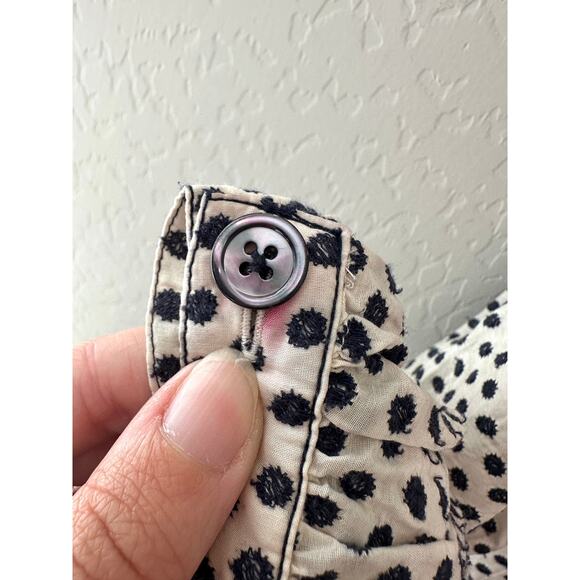 TORY BURCH | Ivory Navy Dot Blouse Tassel Tie Top | Size 6 - Picture 7 of 8